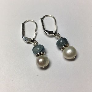 Kyanite and pearl earrings ( handmade)